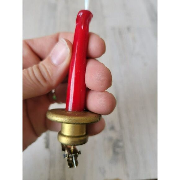 Red glass candle vintage clip ornament Xmas tree - Picture 3 of 6